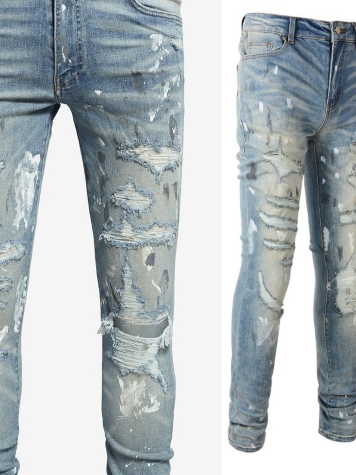 Jeans pour hommes slim fit délavés et usés