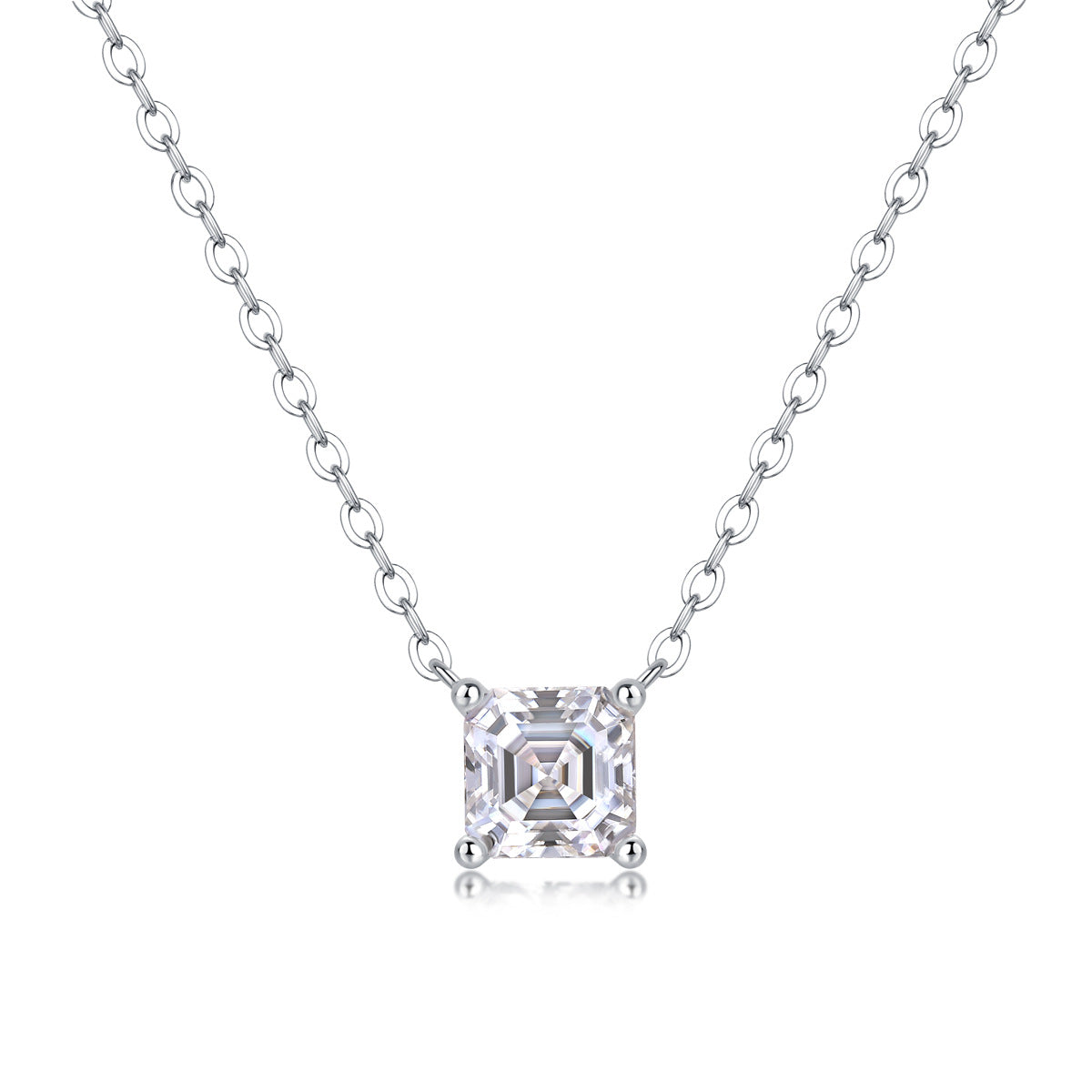 Collier pendentif géométrique en moissanite et argent sterling
