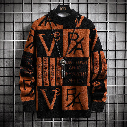 Pull en tricot pour hommes à rayures avec couleurs contrastantes
