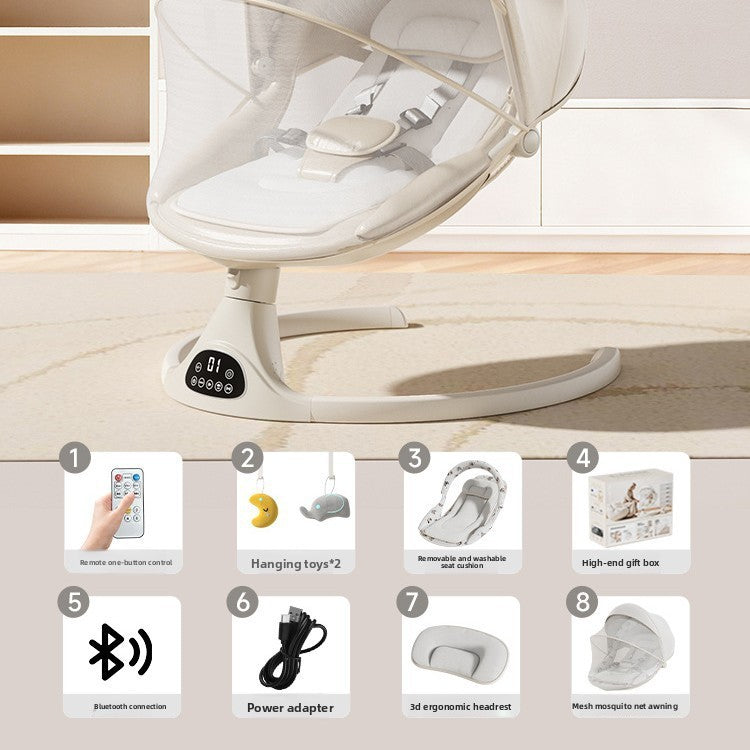 Fauteuil à bascule électrique pour bébé avec commande par application Bluetooth