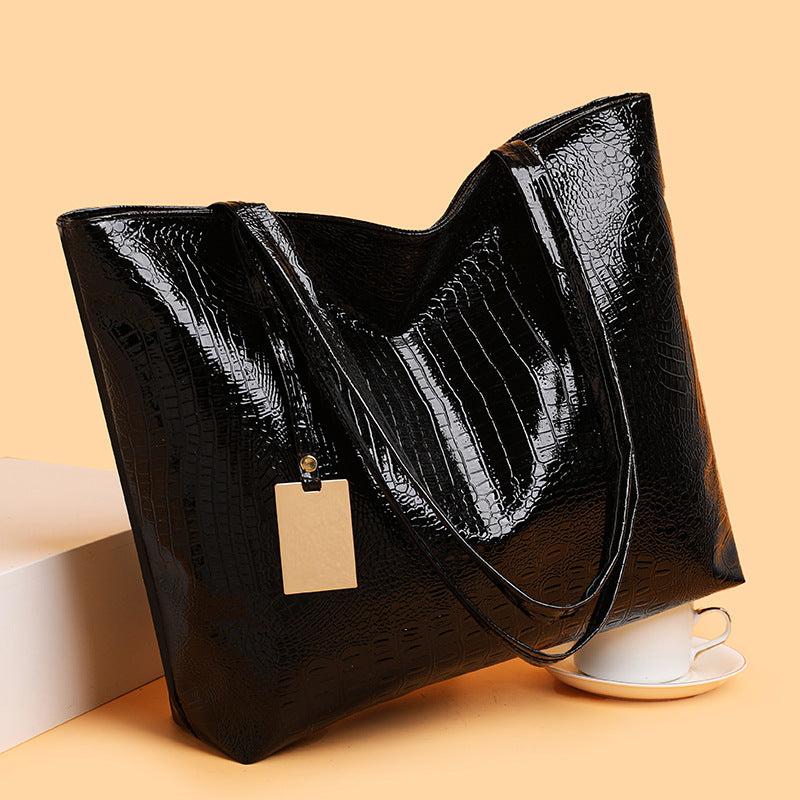Sac fourre-tout en PU à motif crocodile rétro