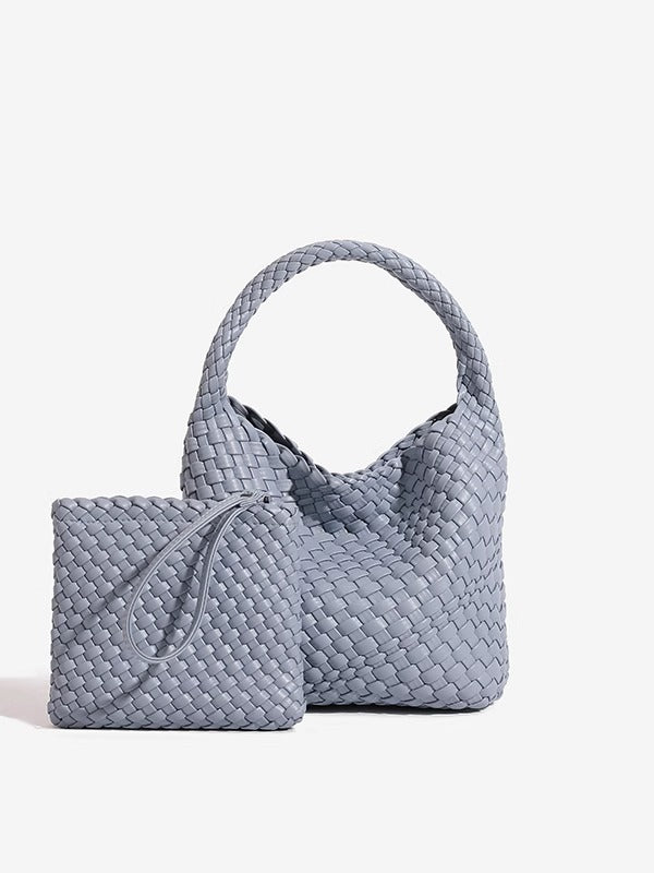 Sac fourre-tout bandoulière en cuir PU tissé