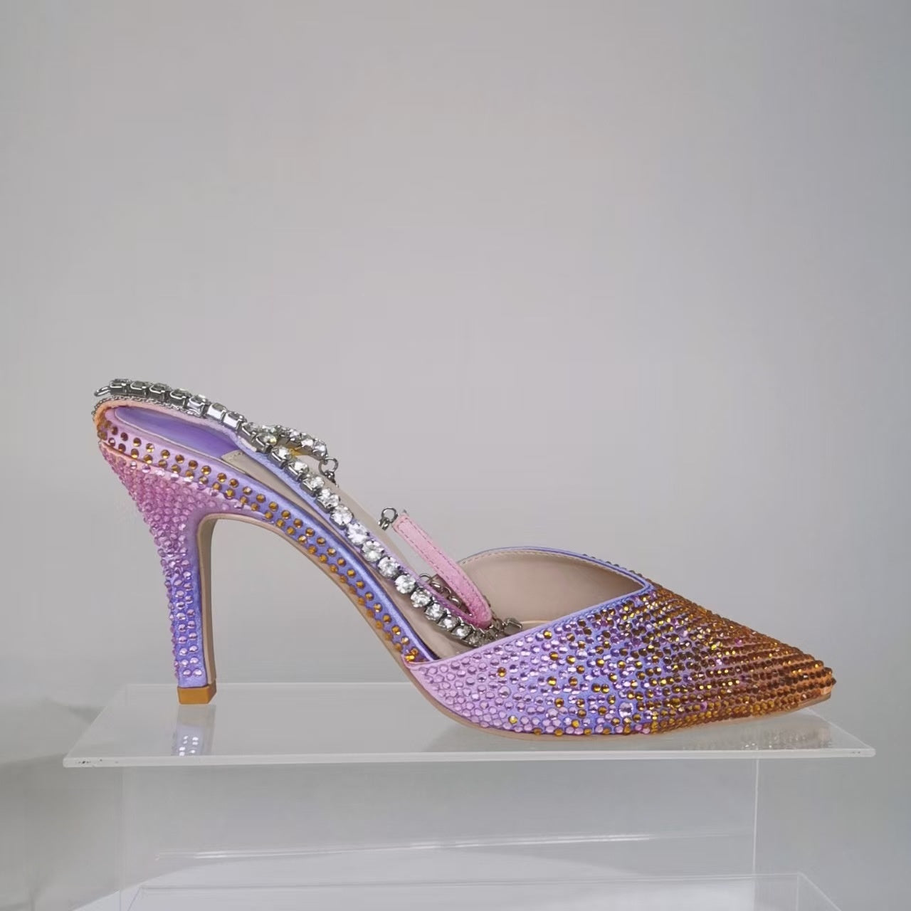 Chaussures de soirée à talons aiguilles en cristal pour femmes