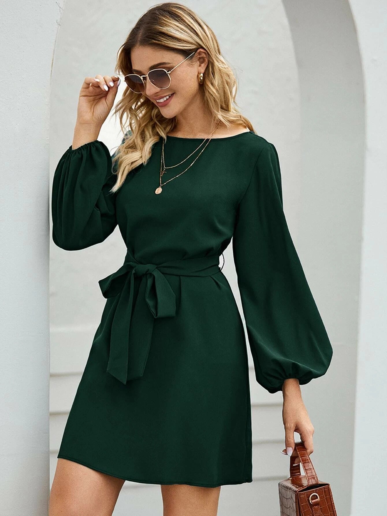 Robe en maille unie mi-longue pour femmes