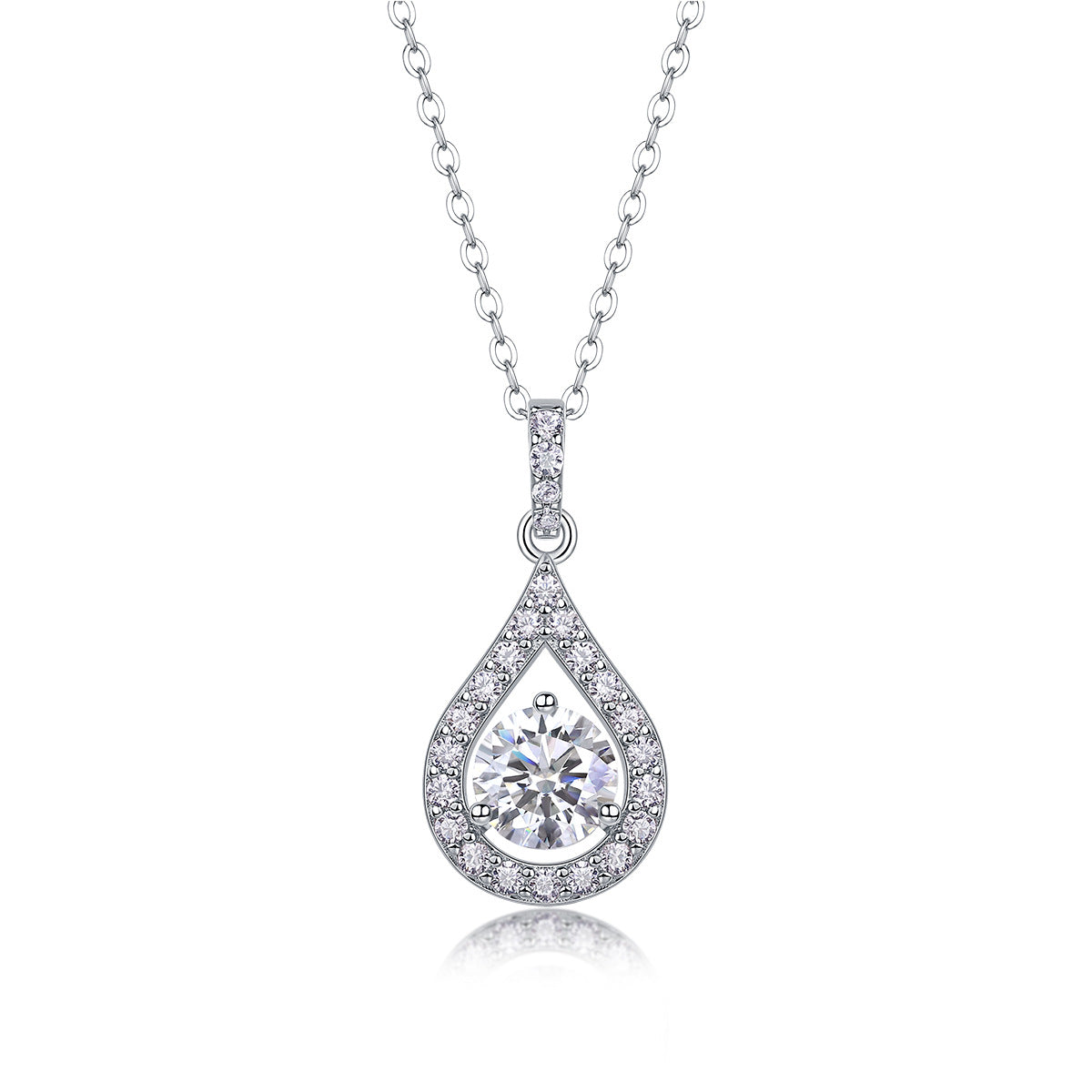Collier pendentif géométrique en moissanite et argent sterling