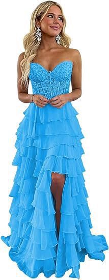 Robe de soirée moulante sans bretelles avec fente