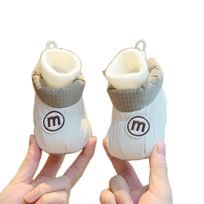 Chaussures pour bébé à semelle souple et doublure polaire