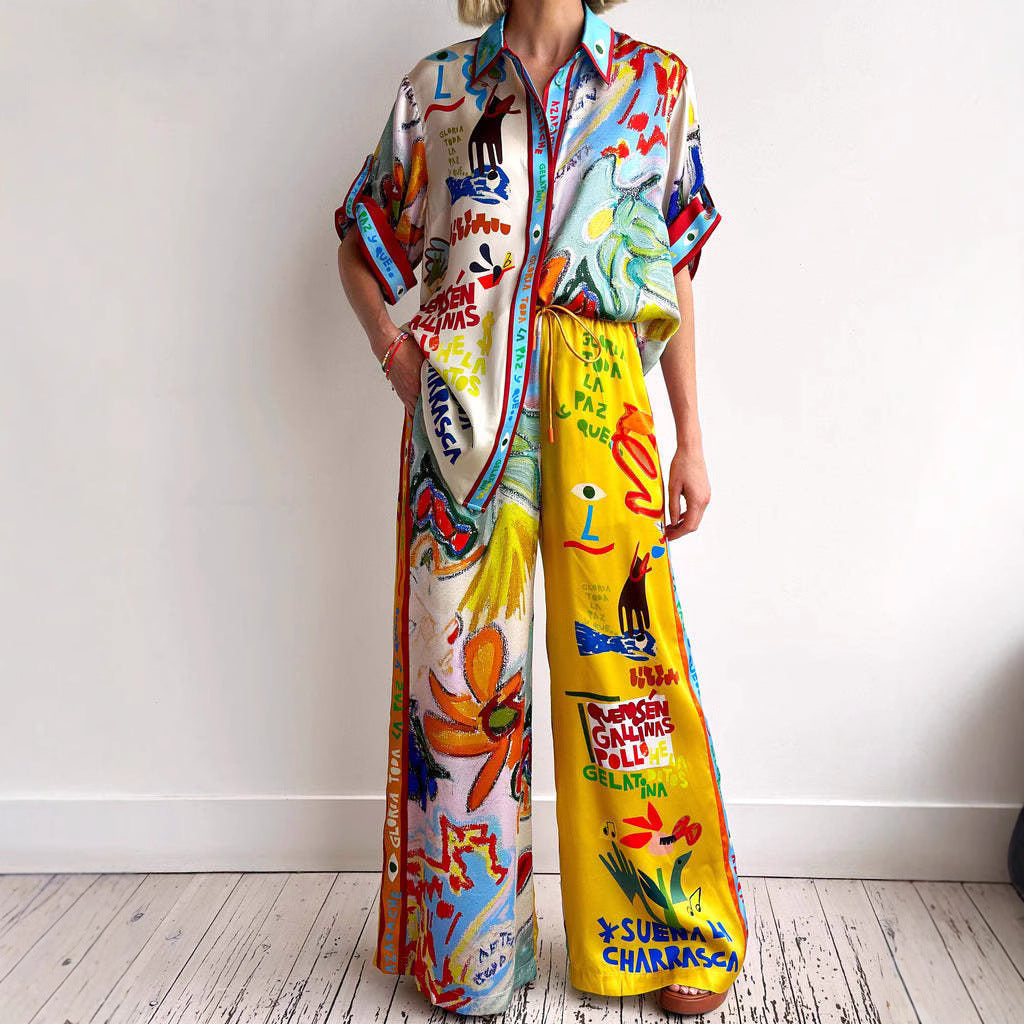 Costume décontracté à manches courtes imprimé
