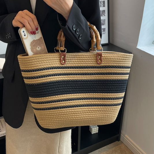Sac cabas en paille tressée