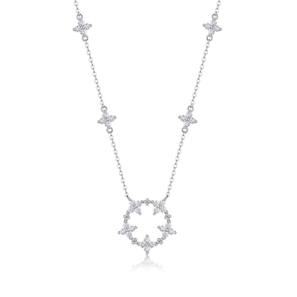 Collier pendentif géométrique en moissanite et argent sterling