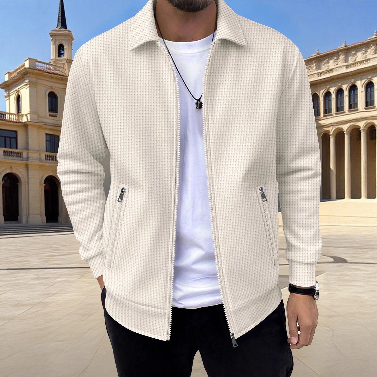 Veste décontractée pour homme avec fermeture éclair