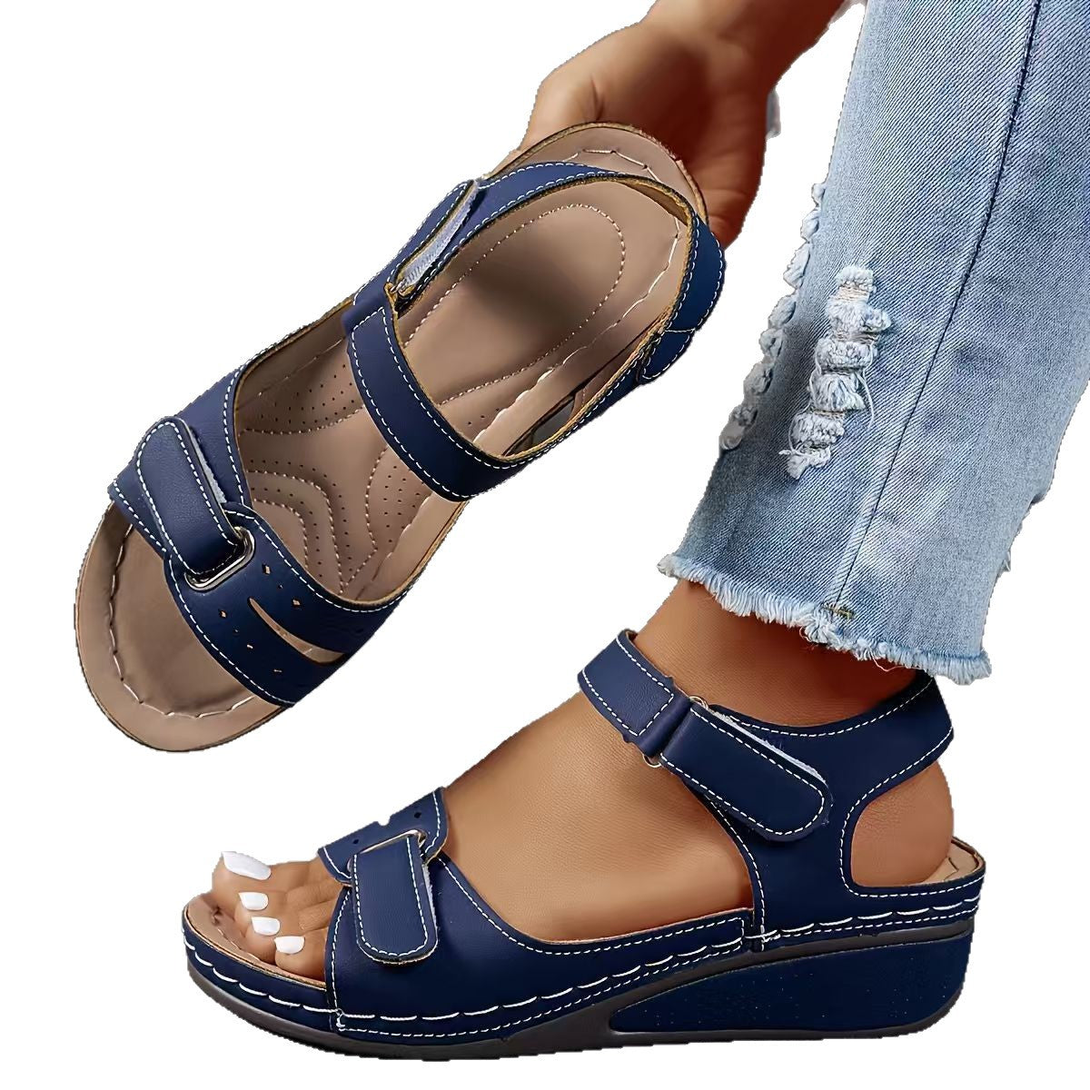 Chaussures :Sandales à scratch style romain pour femmes