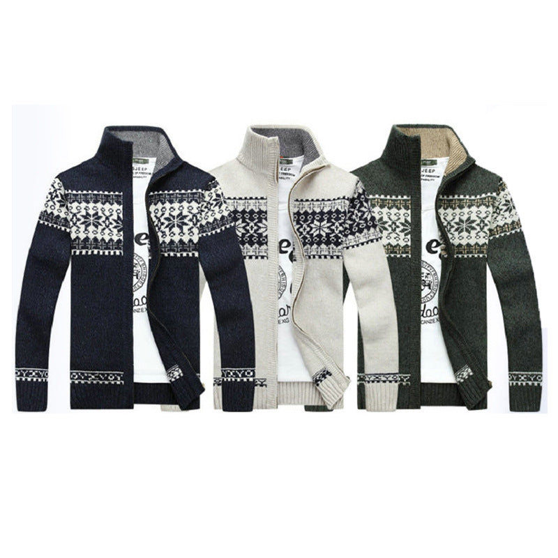 Cardigan zippé homme à col montant tricoté