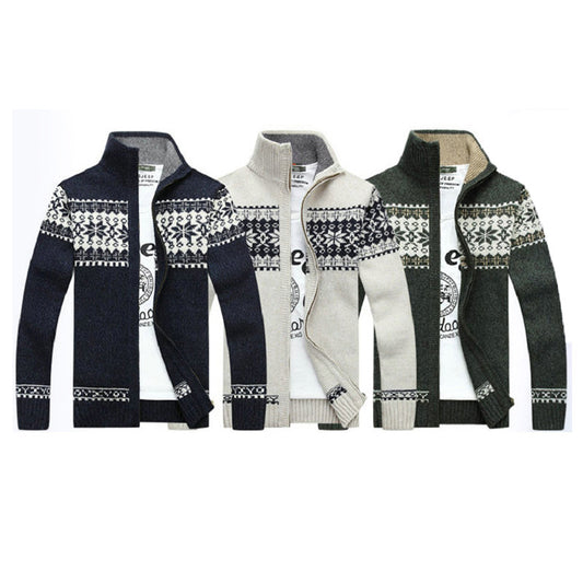 Cardigan zippé homme à col montant tricoté