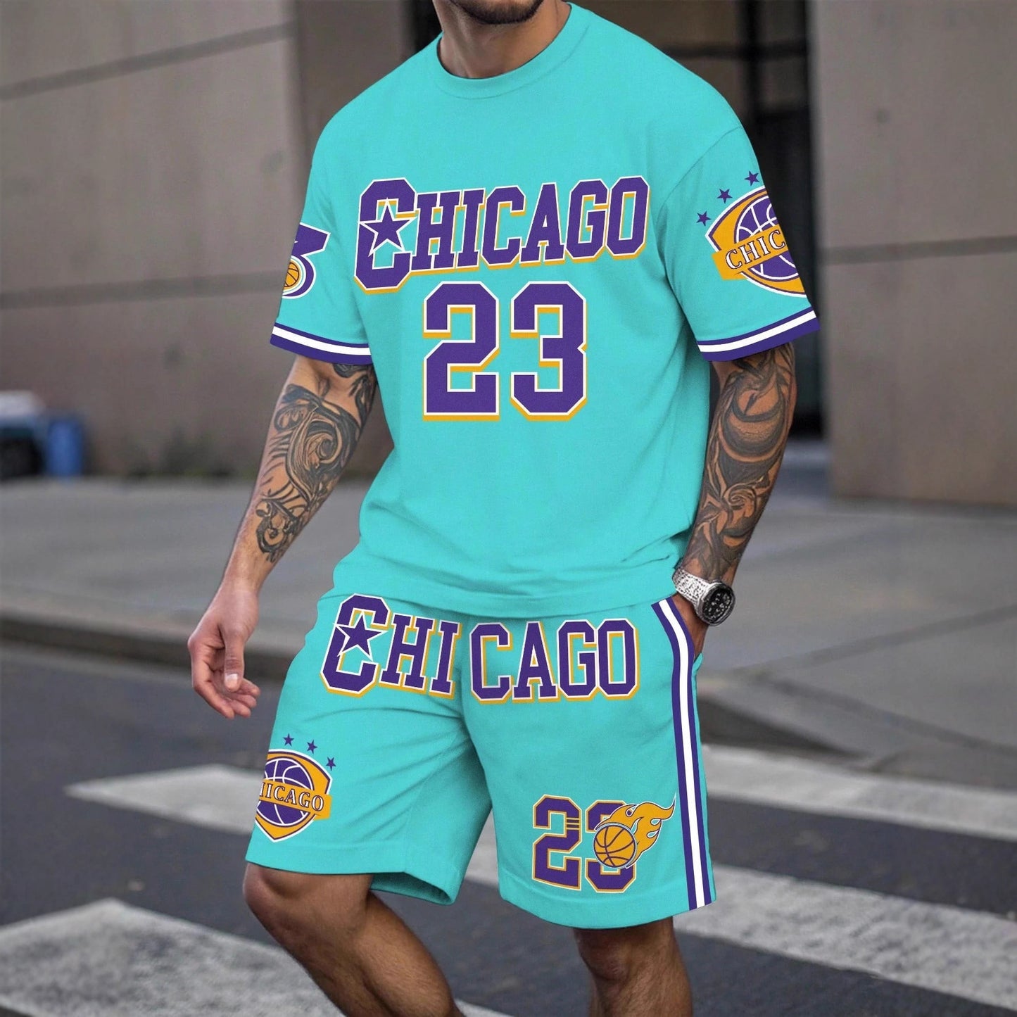 Ensemble de short de sport imprimé et t-shirt pour hommes