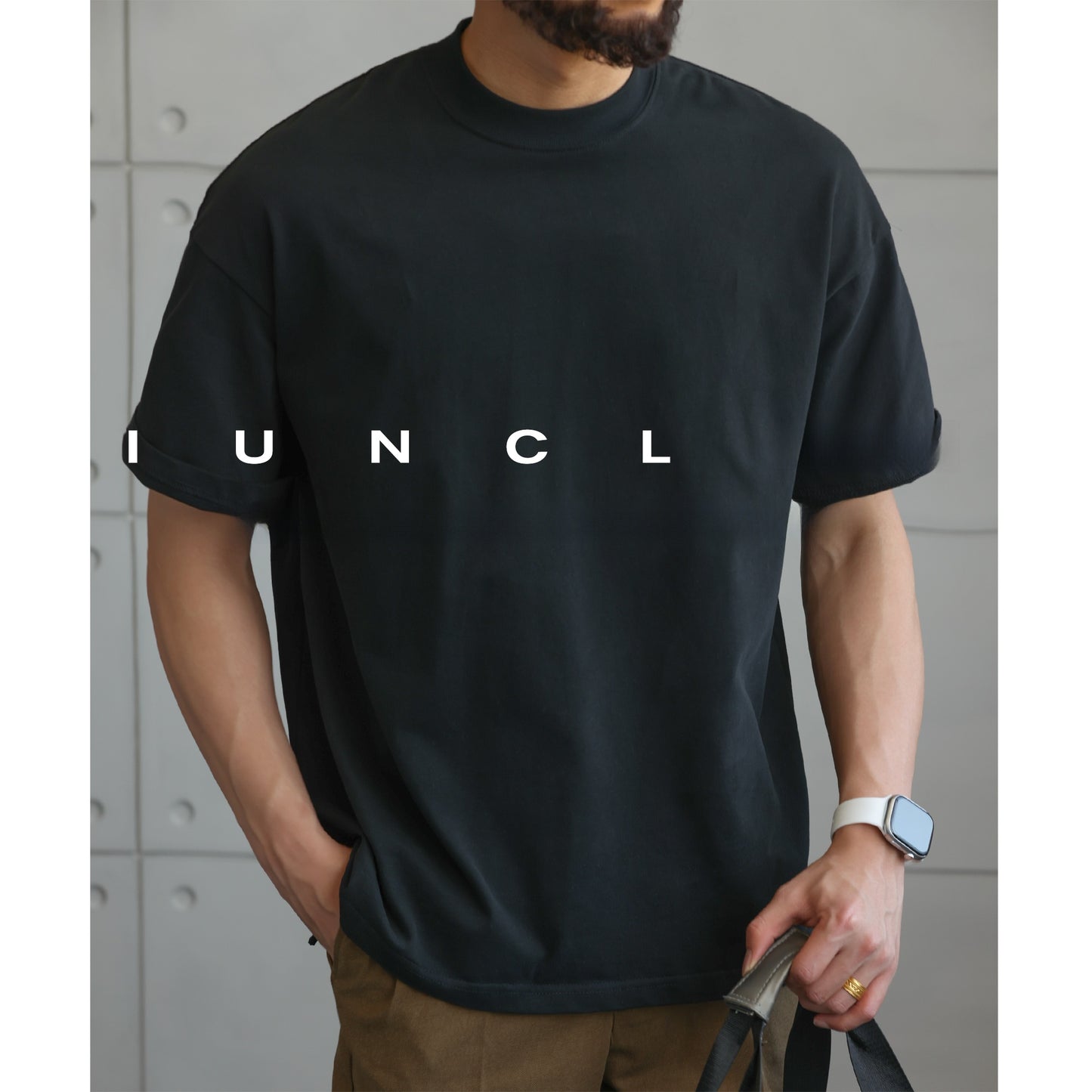 T-shirt en mélange de coton lourd avec col mi-haut