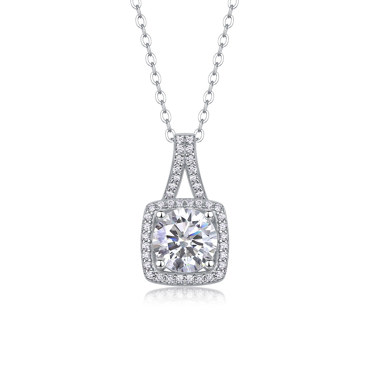 Collier pendentif géométrique en moissanite et argent sterling