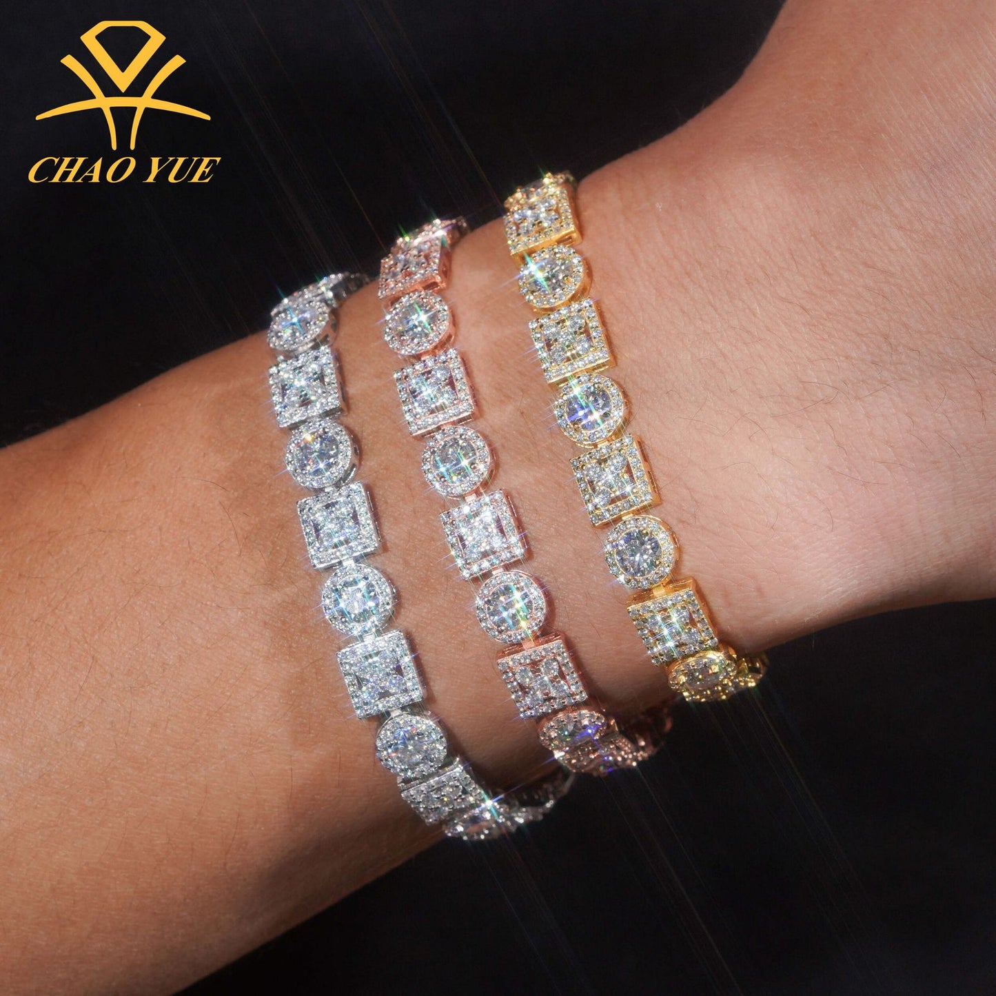 Ensemble de bijoux géométriques en argent S925 et moissanite