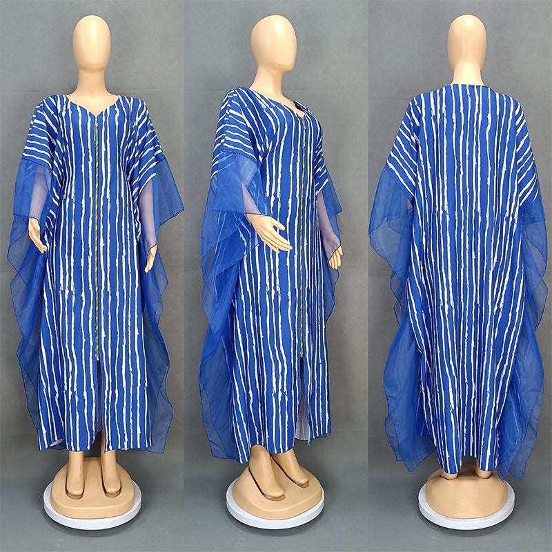 Habit :Robe trapèze rayée à col en V