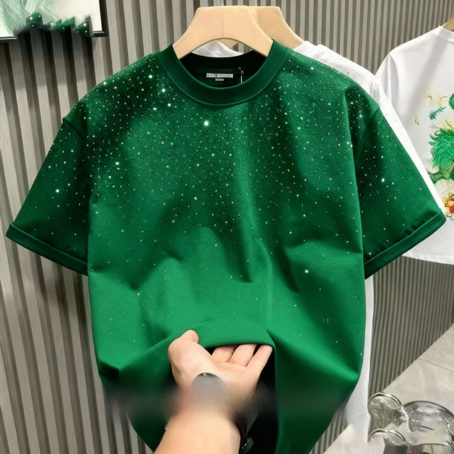 T-shirt Homme à Manches Courtes avec Strass