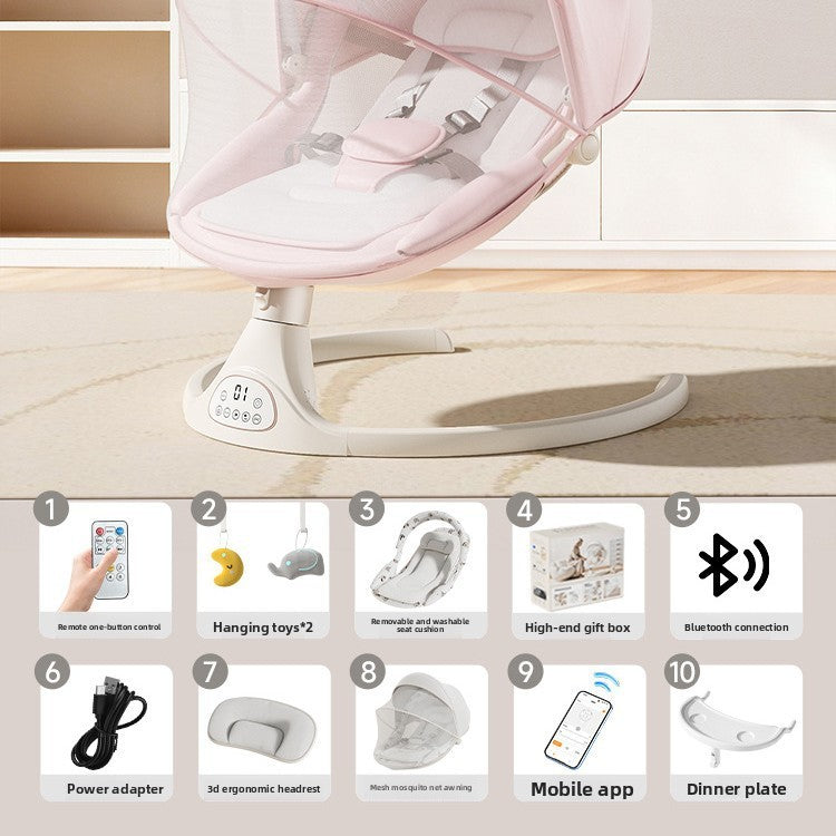 Fauteuil à bascule électrique pour bébé avec commande par application Bluetooth