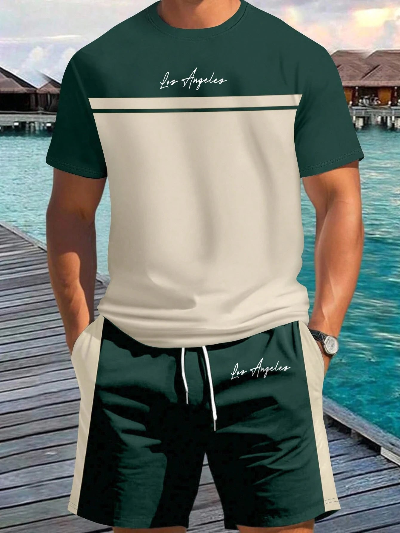 Ensemble de short de sport imprimé et t-shirt pour hommes
