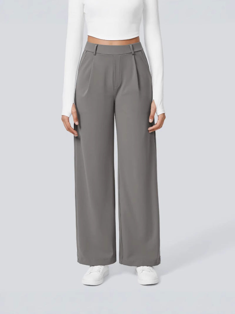 Pantalon droit taille haute pour femmes