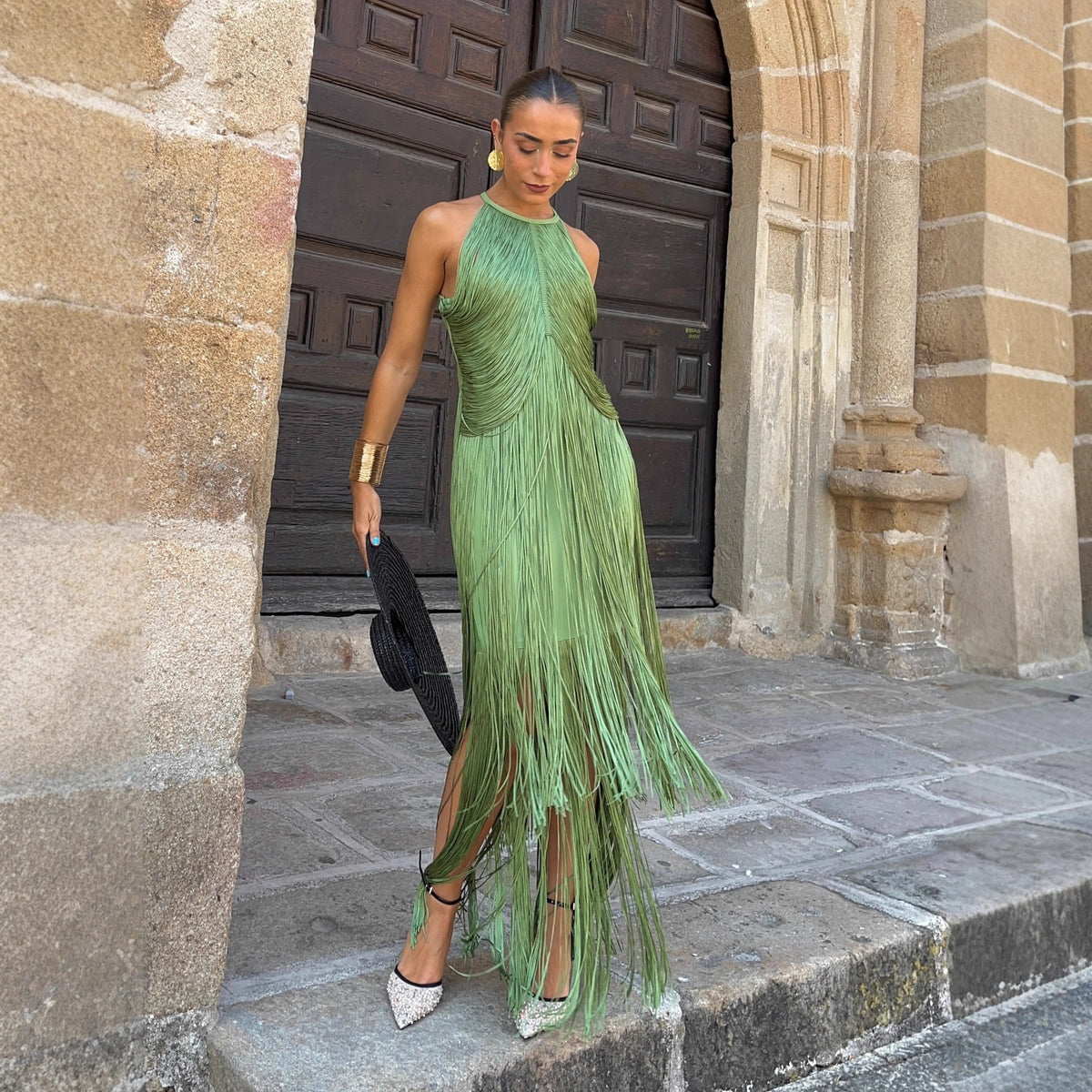 Robe longue élégante à col halter