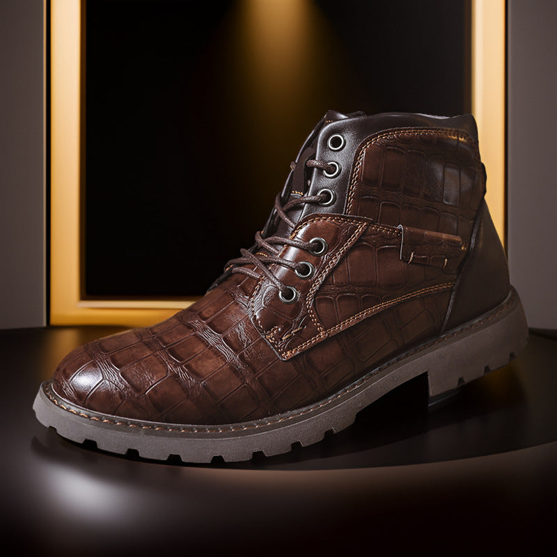 Bottines en cuir vintage pour homme avec fermeture éclair latérale