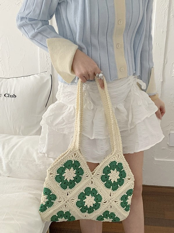Sac bandoulière fait main en corde de coton crochetée