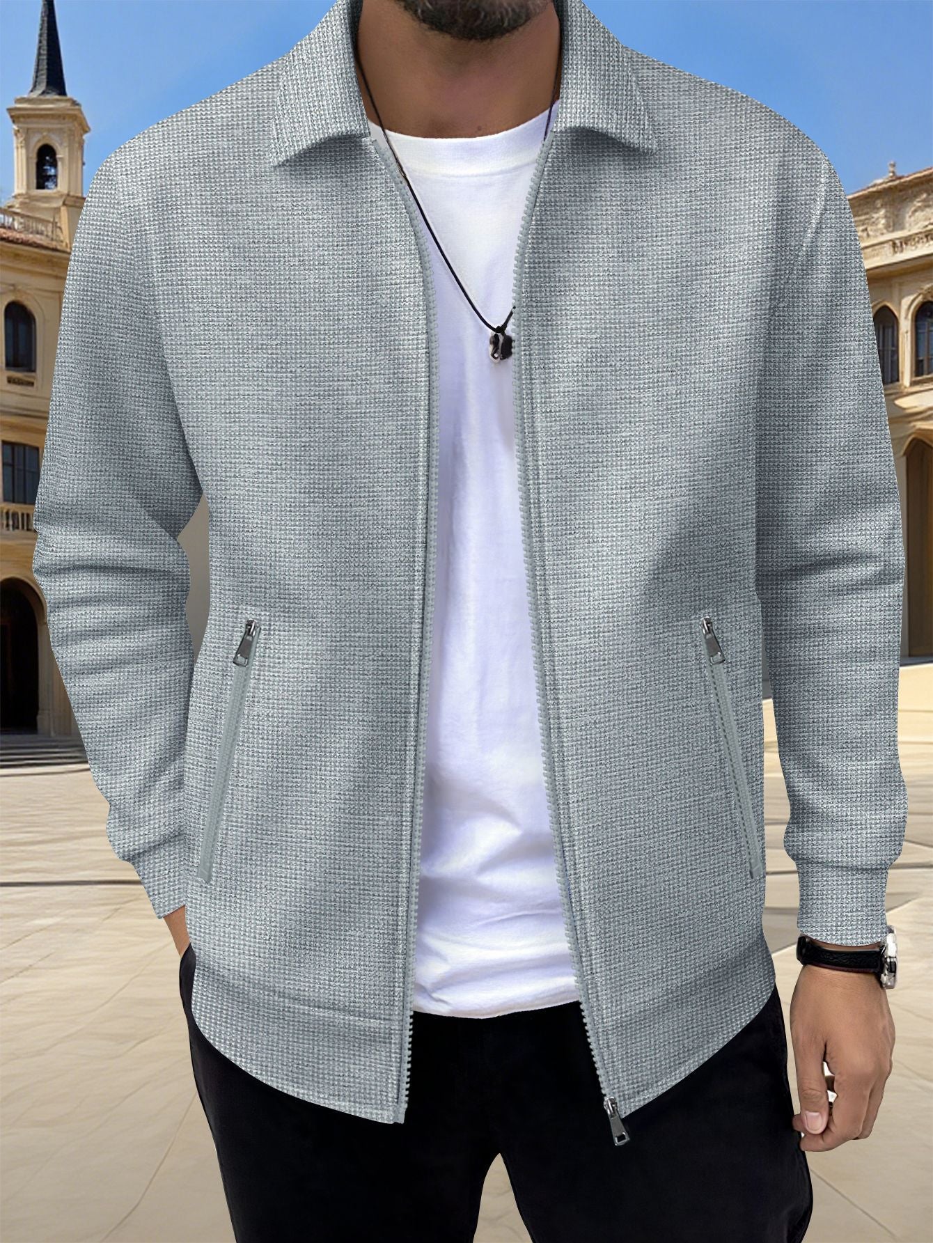 Veste décontractée pour homme avec fermeture éclair