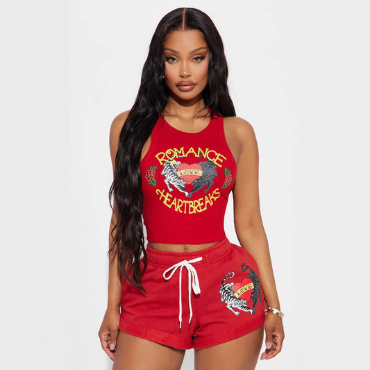 Ensemble gilet et short imprimés