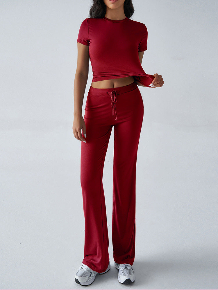 Ensemble pour femme décontracté avec pantalon et manches courtes