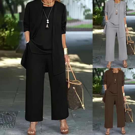 Ensemble décontracté : cardigan à manches longues, gilet et pantalon