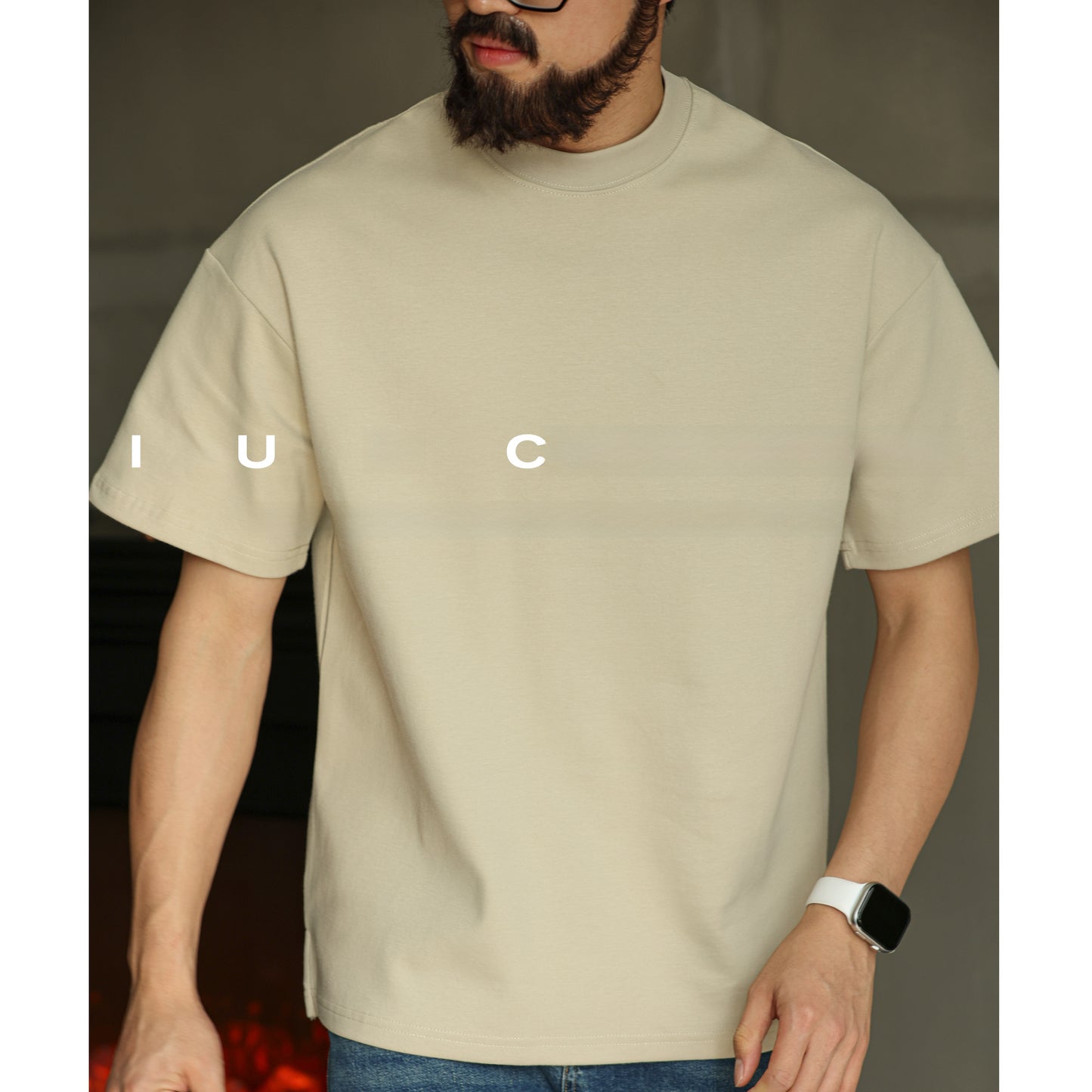 T-shirt en mélange de coton lourd avec col mi-haut