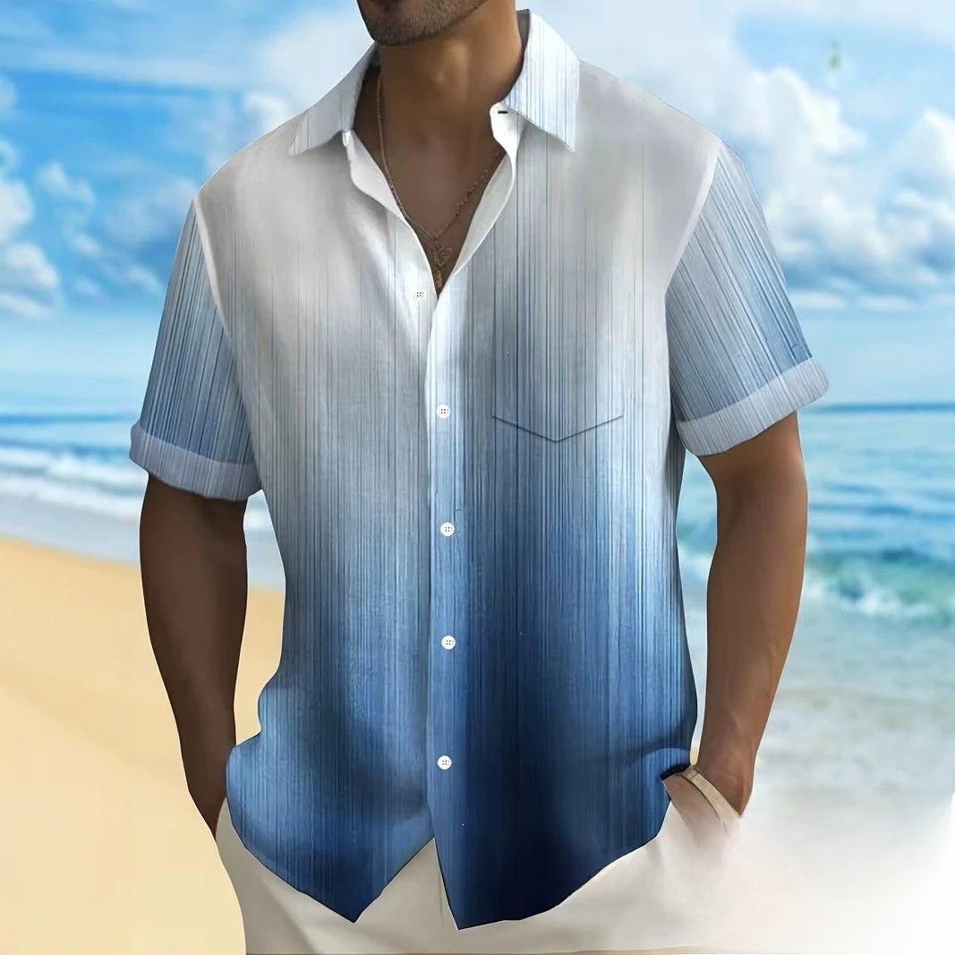 Chemise d'été imprimée européenne et américaine à manches courtes pour homme, coupe ample, grande taille, col à revers.