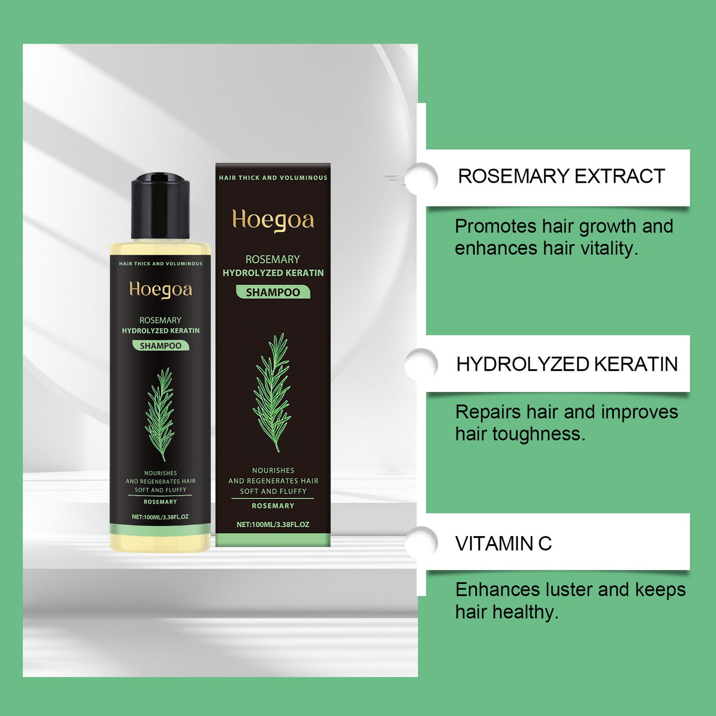 Shampoing au romarin à base de plantes pour le contrôle du sébum et le volume