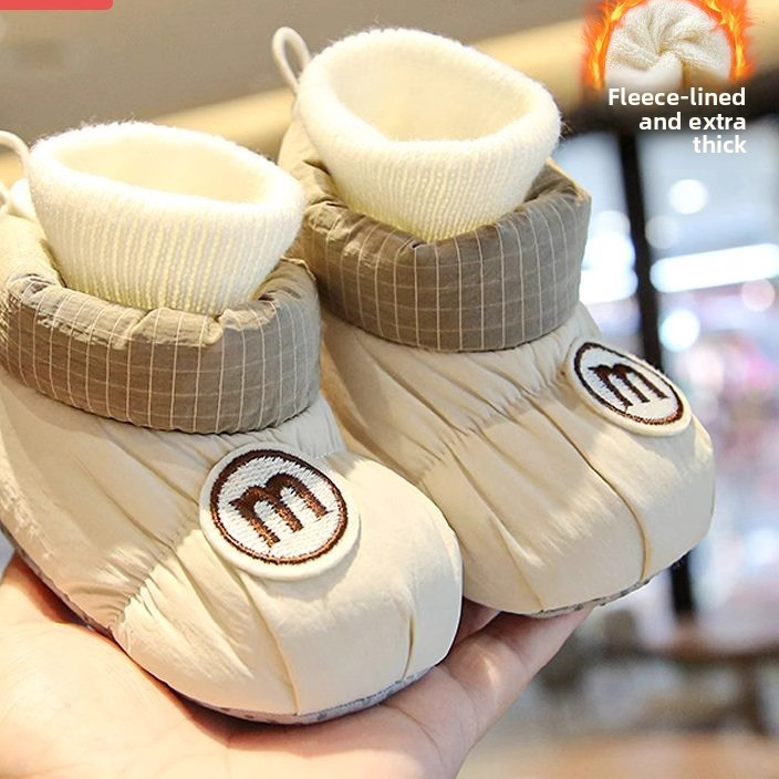 Chaussures pour bébé à semelle souple et doublure polaire
