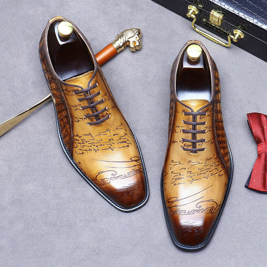 Chaussures habillées Oxford pour hommes en cuir véritable