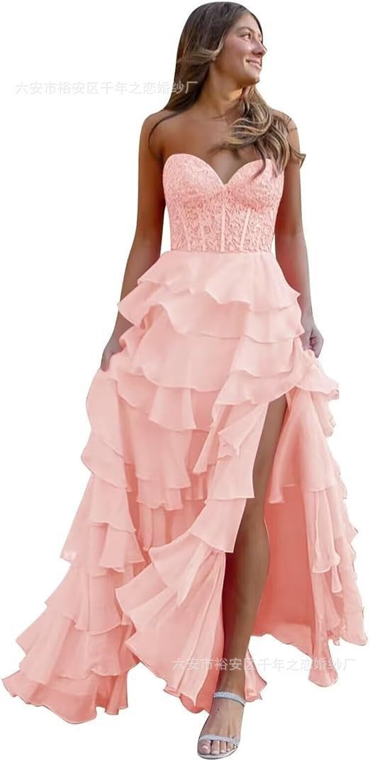 Robe de soirée moulante sans bretelles avec fente