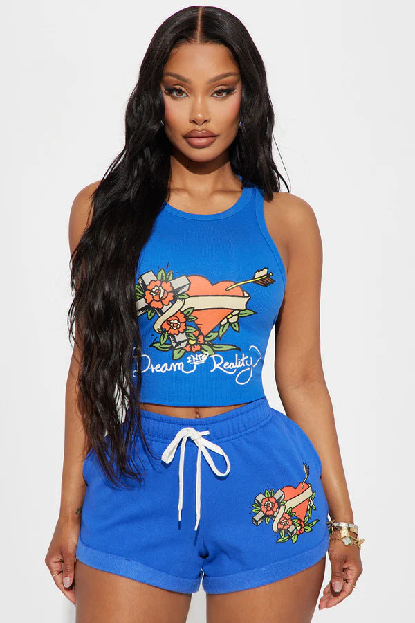 Ensemble gilet et short imprimés