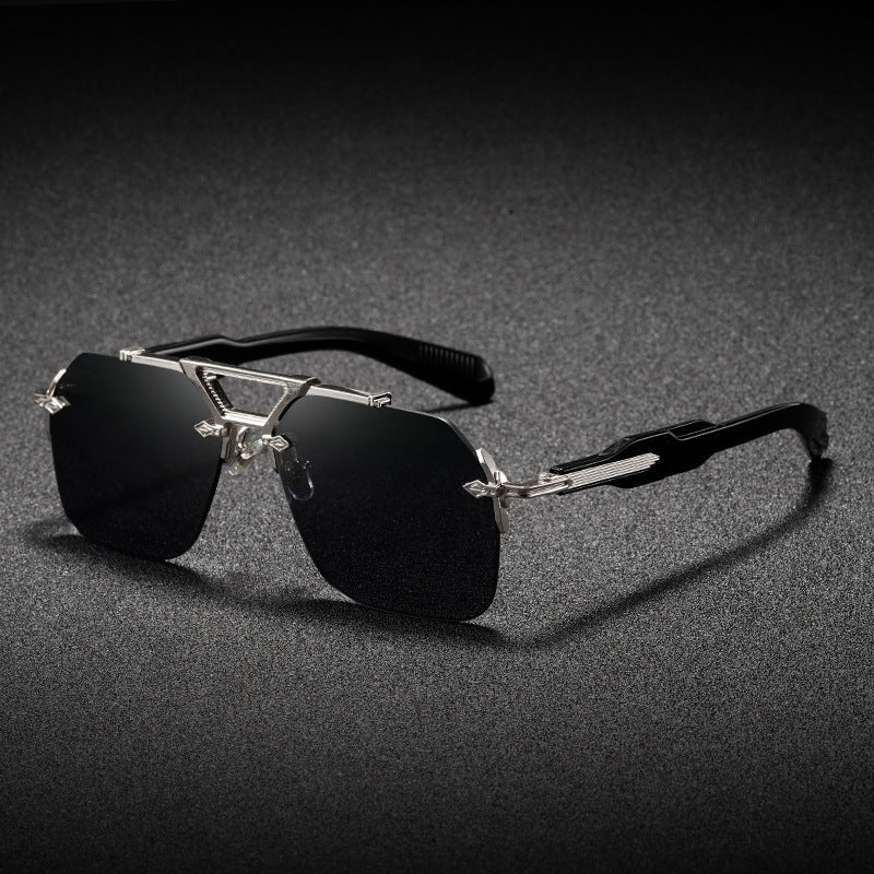 Lunettes de soleil à double faisceau métallique, grande monture, protection UV
