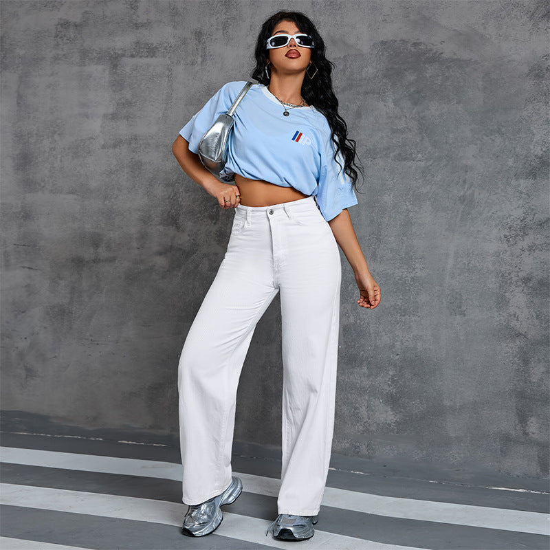 Jean taille haute à jambes larges