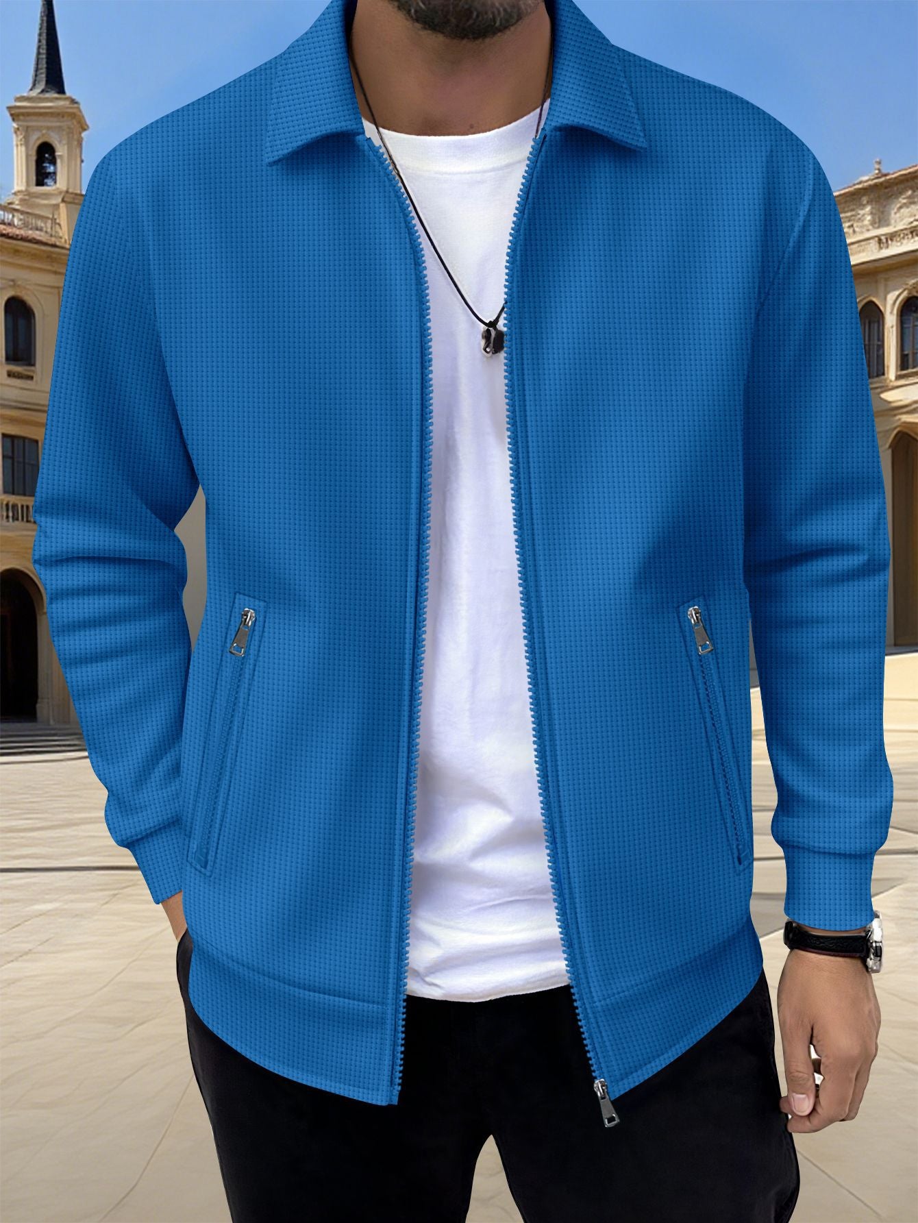 Veste décontractée pour homme avec fermeture éclair