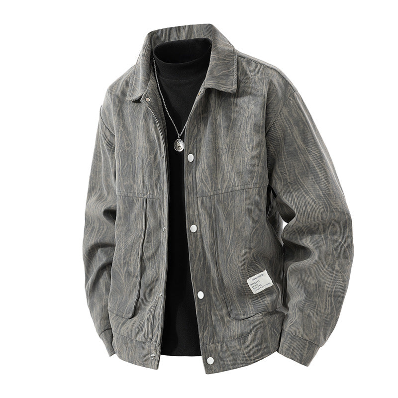 Veste en velours côtelé pour homme avec motif teint