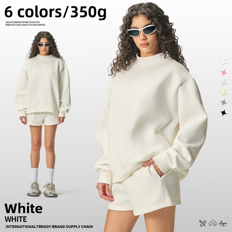 Sweat-shirt pour femmes en velours épais à col montant demi
