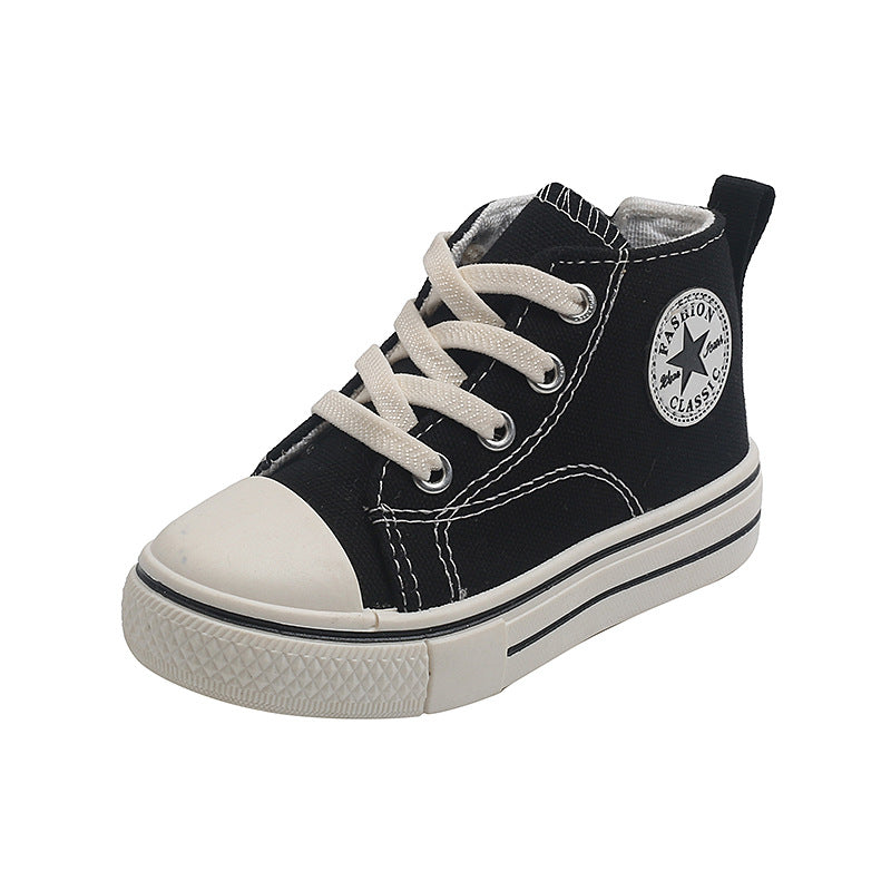 Chaussures décontractées en toile pour enfants avec fermeture éclair latérale