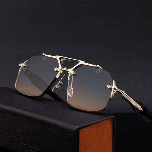 Lunettes de soleil à double faisceau métallique, grande monture, protection UV