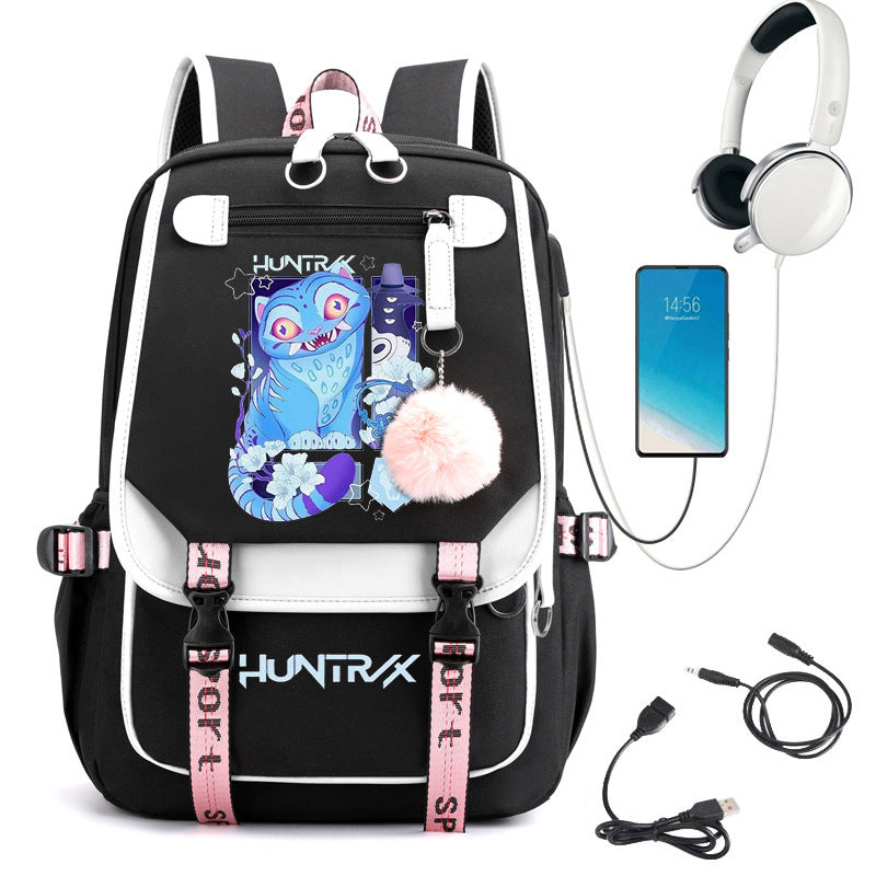Sac à dos d'école avec motif cartoon et grande capacité