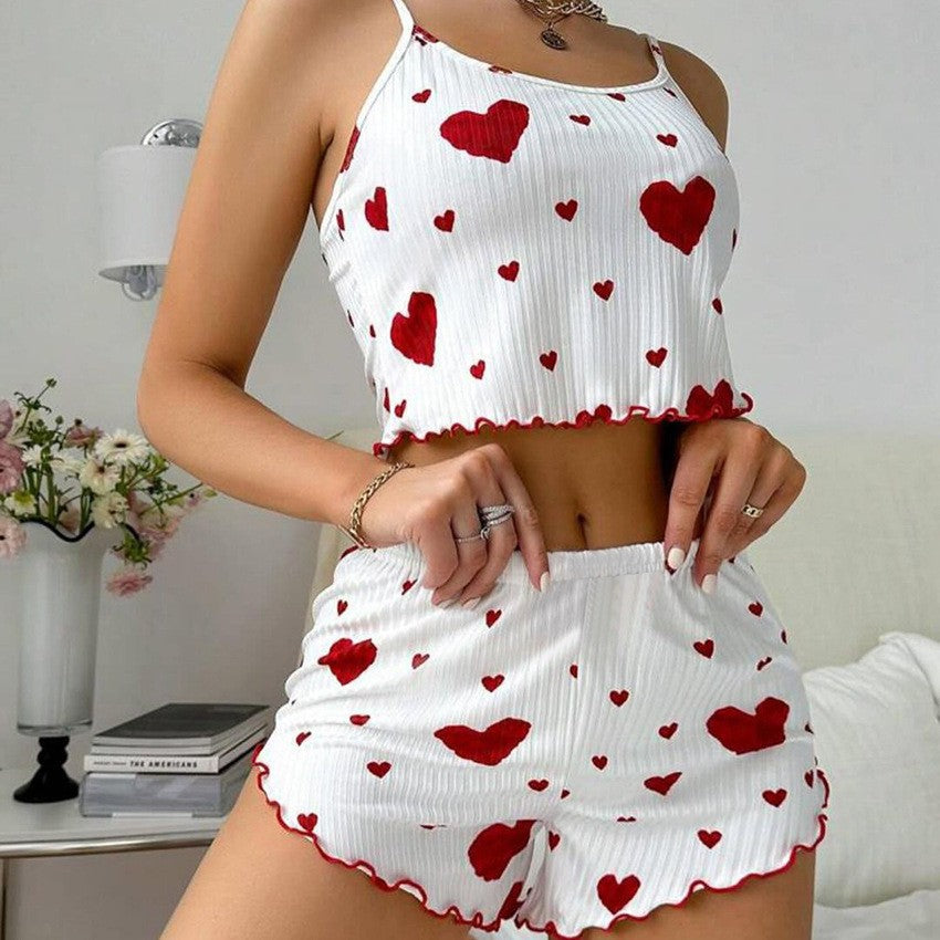 Ensemble de nuit short et camisole côtelés